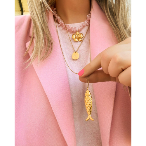 Lange ketting vis goudkleurig