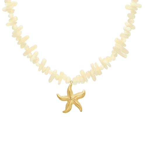 Kralenketting butter yellow met zeester goudkleurig