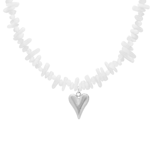 Kralenketting wit met hartje