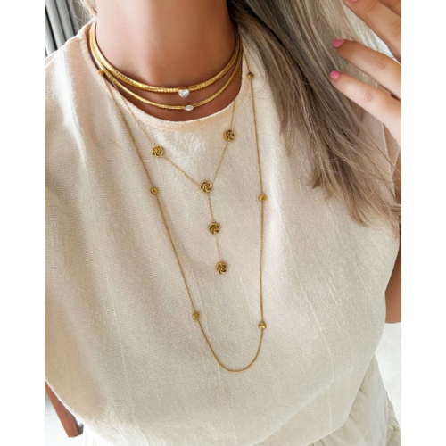 Lange ketting met hartjes goudkleurig