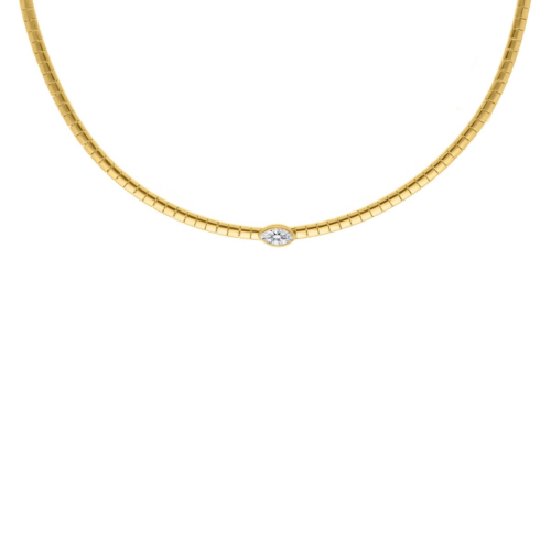 Snake ketting met steentje goudkleurig