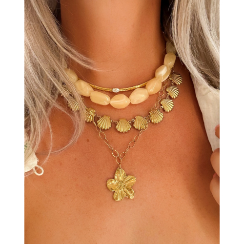 Kralenketting butter yellow stenen