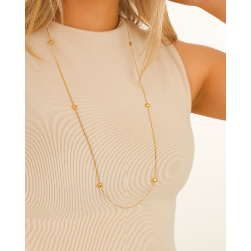 Lange ketting met hartjes goudkleurig