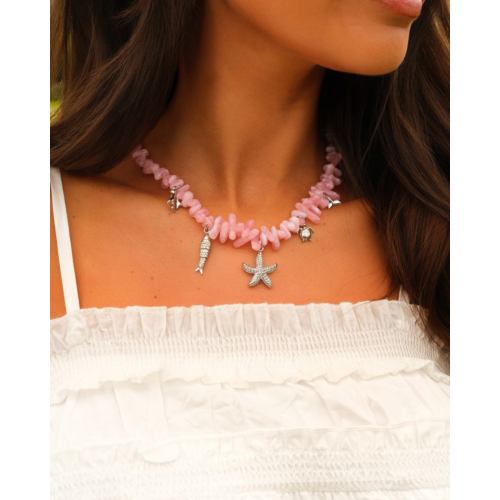 Kralenketting roze met zomer bedels