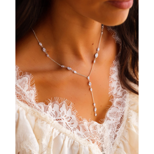 Y ketting met druppel steentjes