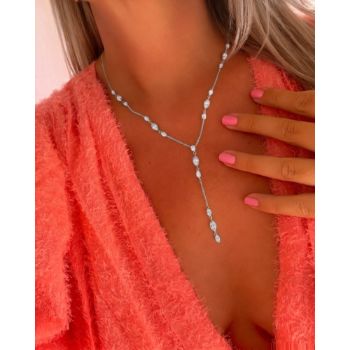 Y ketting met druppel steentjes