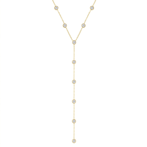Y ketting met ronde steentjes goudkleurig