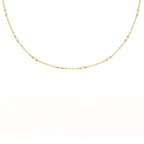 Ketting met witte schakels goudkleurig