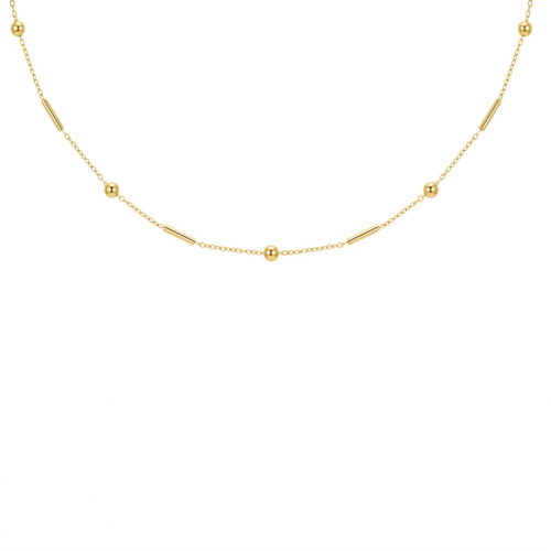 Ketting met subtiele bolletjes & tubes goudkleurig