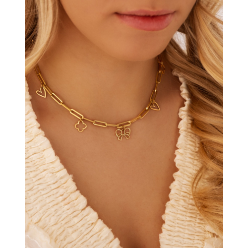 Bedelketting bow goudkleurig
