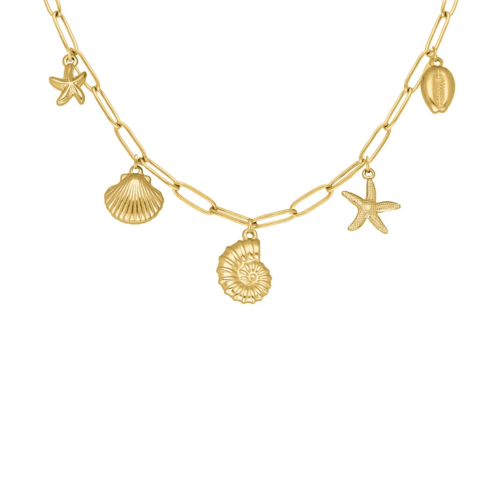 Bedelketting zee bedels goudkleurig