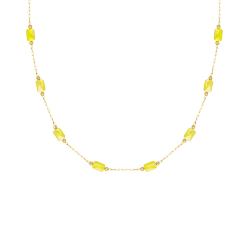 Ketting gele kraaltjes goudkleurig