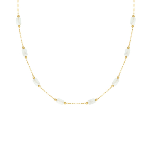 Ketting witte kraaltjes goudkleurig