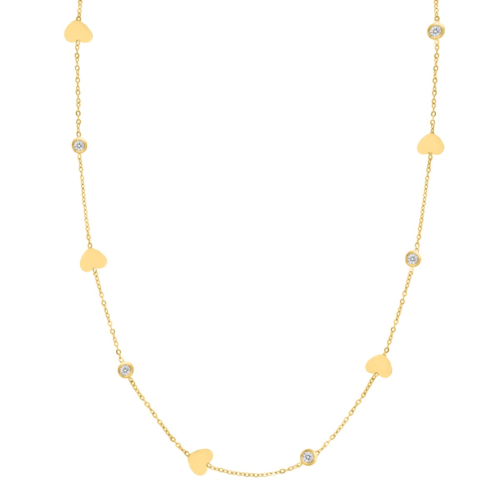 Lange ketting hartjes & steentjes goudkleurig