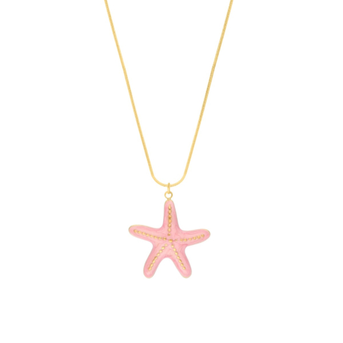 Ketting met roze zeester goudkleurig