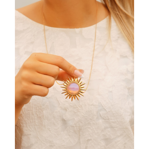 Lange ketting met zon vintage goudkleurig