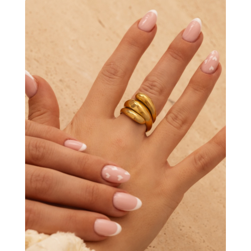 Chunky ring triple goudkleurig