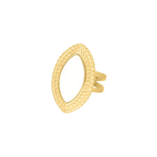 Statement ring witte steen goudkleurig