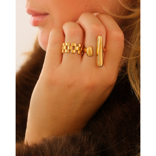 Statement ring schakels goudkleurig