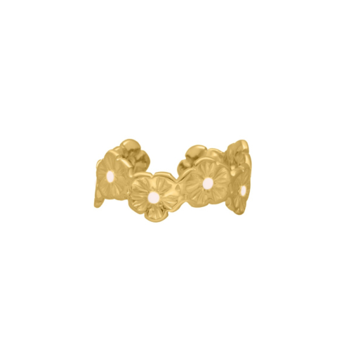 Gouden ring witte bloemen