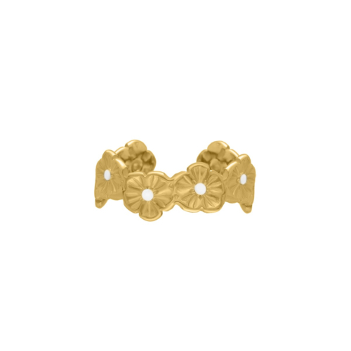 Gouden ring met bloemen wit