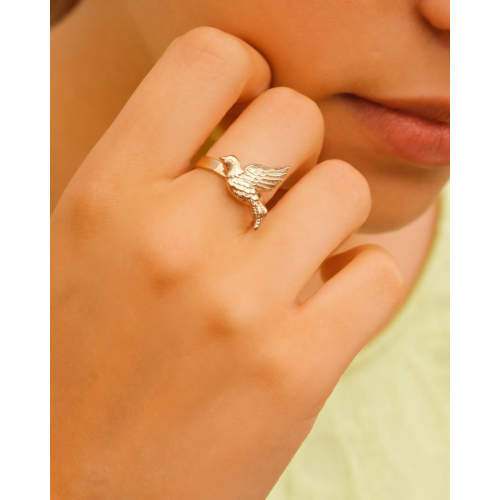 Vogel ring goudkleurig