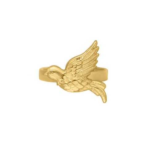 Vogel ring goudkleurig