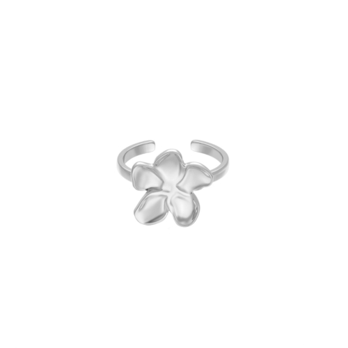 Bloem ring zilver