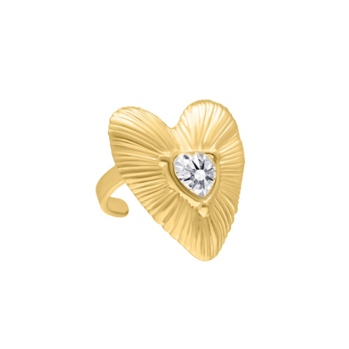 Hartjes ring met steen goudkleurig