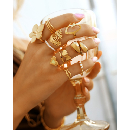 Vintage ring blaadjes goudkleurig