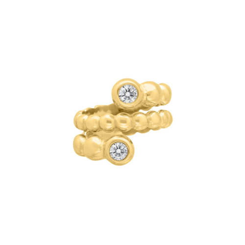 Triple ring met steentjes goudkleurig