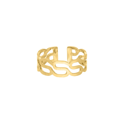 Gouden verstelbare ring wavy