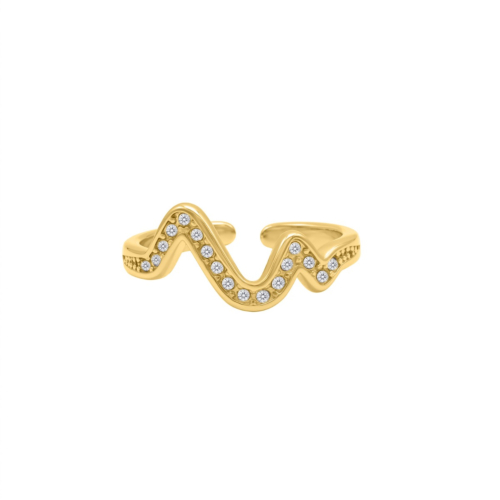 Wave ring met steentjes goudkleurig