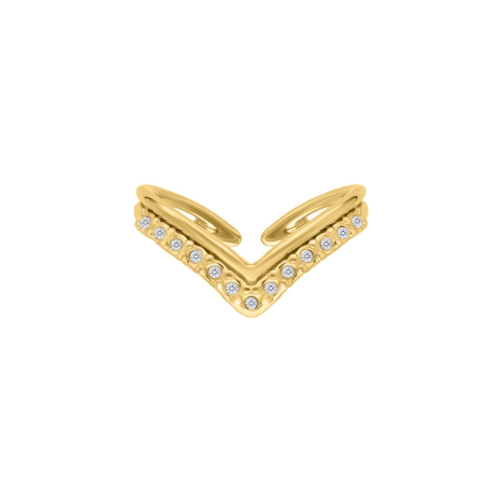 V ring met steentjes goudkleurig
