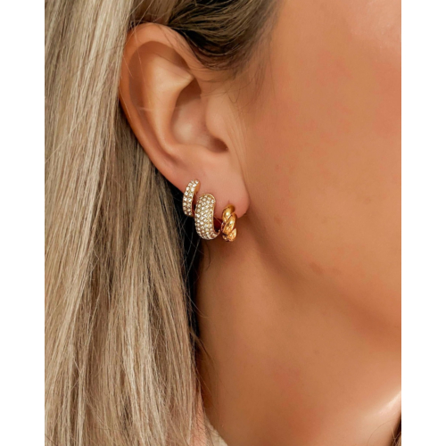 Oorbellen set met steentjes goudkleurig