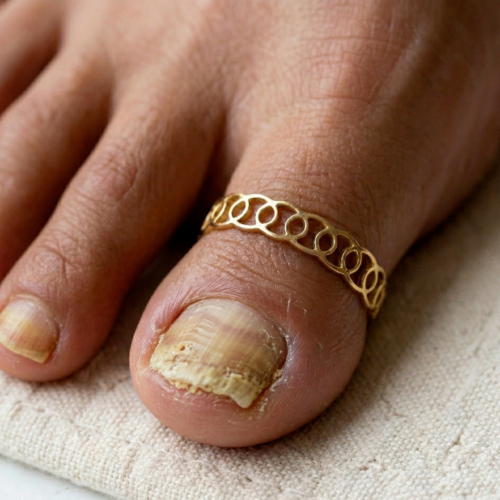 Teenring chains goudkleurig
