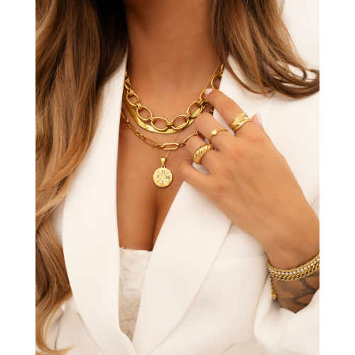 Ketting Met Vier Initialen Goud Kleurig