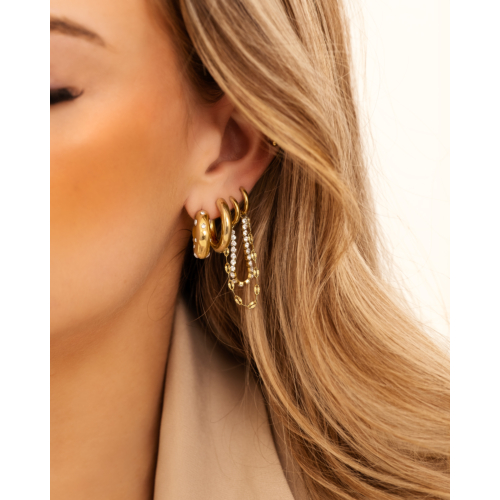 Double hoop tennis & chain goldplated