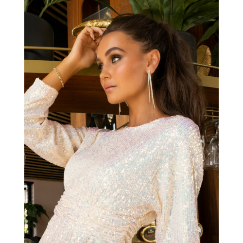Glam tennis earrings goudkleurig