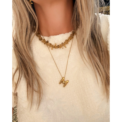 Kralenketting steentjes mix beige