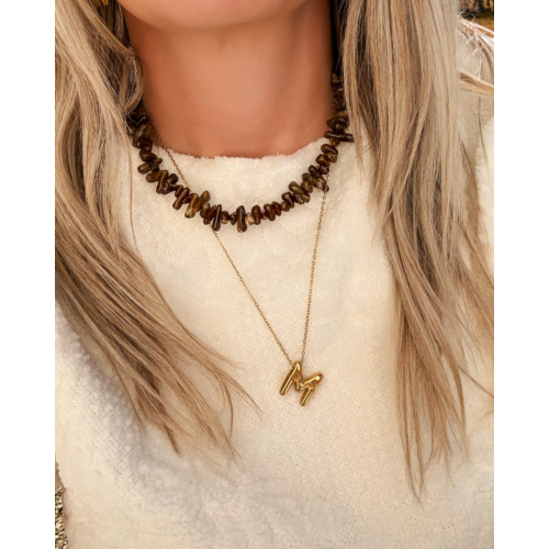 Kralenketting steentjes mix bruin