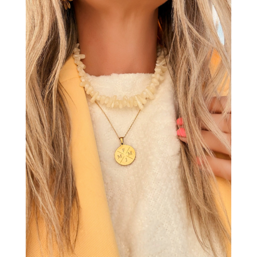 Kralenketting steentjes mix butter yellow