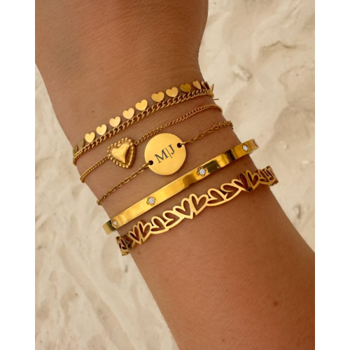 Gepersonaliseerde Armband Twee Initialen Goud Kleurig