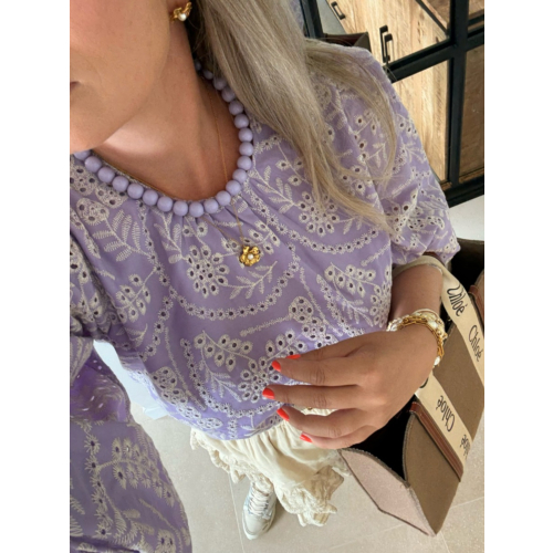 Ketting candy kralen paars goudkleurig