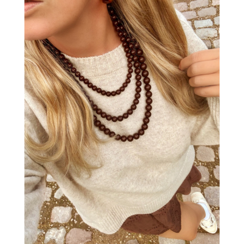 Kralenketting bruin triple