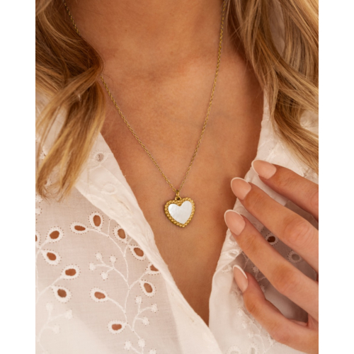 Hartjes ketting parelmoer goudkleurig