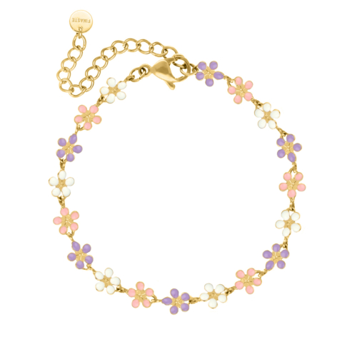 Flower anklet multicolor goldplated