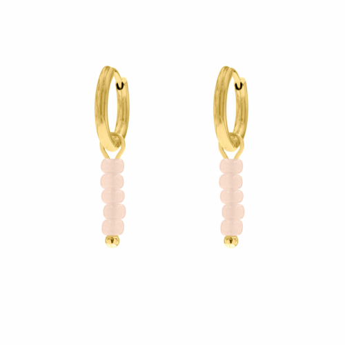 Oorringetjes roze steentjes goud