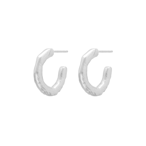 Open hammered hoops zilverkleurig