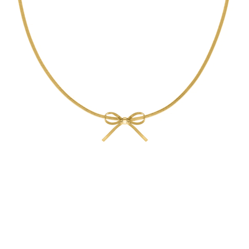 Trendy bow necklace goudkleurig